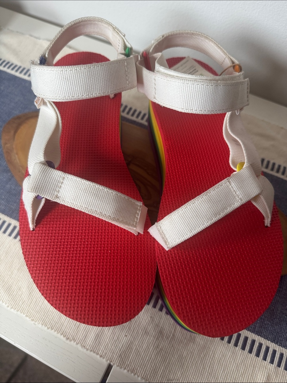 Teva White Sandals with Rainbow Platform - Picture 7 of 13